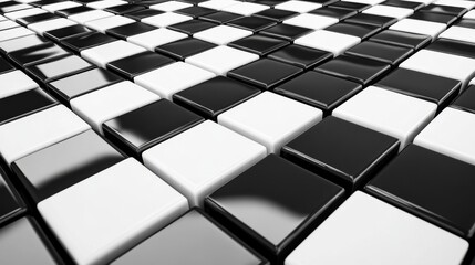 Black-and-white pattern made from a construction kit, minimalist design. 