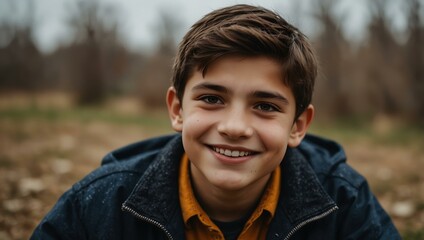 Portrait of a smiling Bulgarian boy with a simple background.