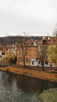 A view of a Vltava river and Kampa in Prague, Czech Republic