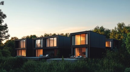 Fototapeta premium Modern modular private houses Residential architecture exterior