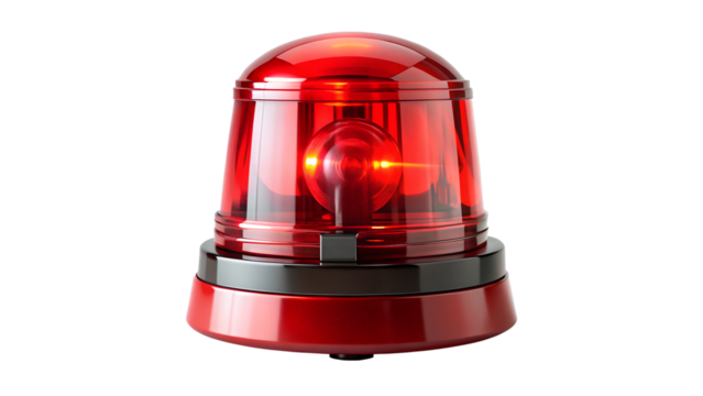 Red siren light on transparent or white background