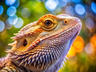 Fototapeta premium Close-up of a Bearded Dragon's Ear Showcasing Unique Scales and Texture in Natural Habitat
