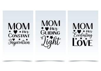 Black and white postcards concept in the flat cartoon design. Elegant cards on the theme of celebrating Mother's Day, beautifully decorated and endowed with a deep meaning. Vector illustration.