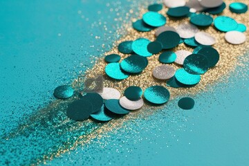 Aqua Dust Sparkling Turquoise Confetti Splatter with Glimmering Shimmer