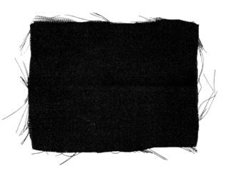 A piece of torn black fabric on a white background. Textile isolate
