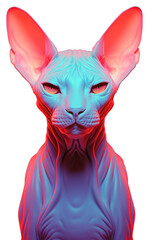 Obraz premium PNG Illustration Sphynx cat neon rim light portrait animal mammal.