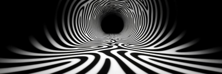 Mesmerizing trippy glitch art from the Twilight Zone. A spiral texture in black and white.