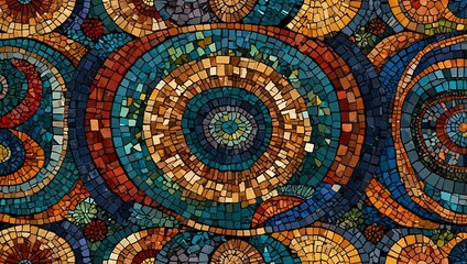 Seamless decorative round mosaic pattern.