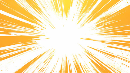 A digital illustration of a comic book style radial background. the background is yellow and orange, with white lines radiating out from the center. Narrative Illustration. Illustration