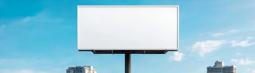 Obraz premium Empty billboard against a clear blue sky.