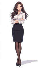 Fototapeta premium Confident Anime Woman in Stylish Outfit