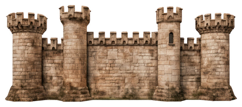 PNG Medieval castle wall architecture building white background