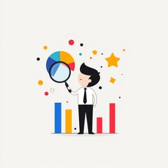 Obraz premium Businessman Analyzing Data with Charts and Graphs