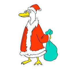 Naklejka premium Happy Goose in Red Costume for Festive Cheer