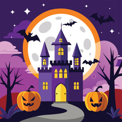 Halloween background with castle illustration.