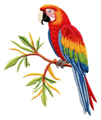 Fototapeta premium PNG Parrot in embroidery style animal bird creativity.