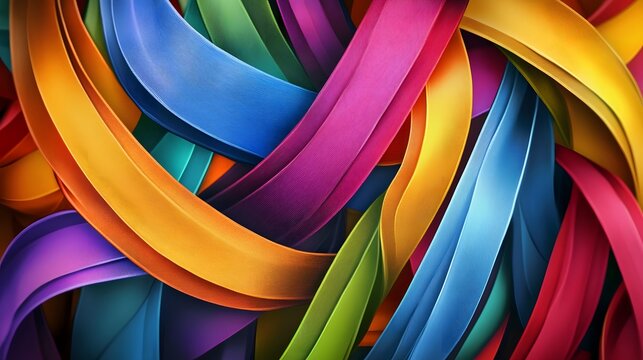 Abstract colorful ribbons interwoven, representing the unity of diverse groups
