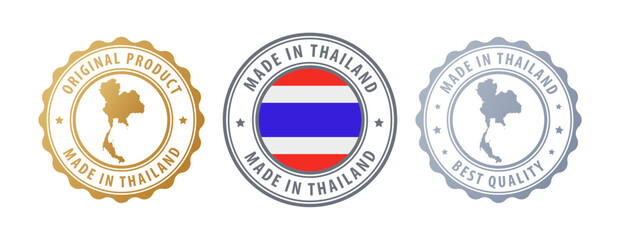 Thailand - set of stamps with map and flag. Best quality. Original product. Vector illustration