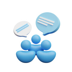 Business people group chat communication bubble icon on transparent background. Business teamwork concept. Talking with speech bubbles. Team coworker discussing work. 3d rendering illustration © Nuchjaree