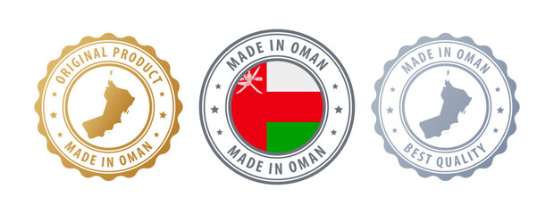 Oman - set of stamps with map and flag. Best quality. Original product. Vector illustration