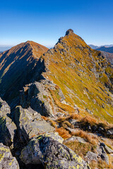 Picturesque landscape of the Tatra Mountains. A view of the Mts. Volovec and Ostry Rohac, Western Tatras.