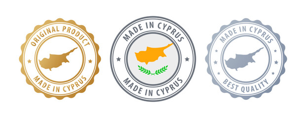 Cyprus - set of stamps with map and flag. Best quality. Original product. Vector illustration