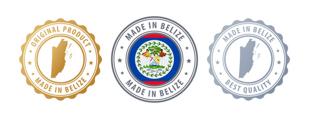 Belize - set of stamps with map and flag. Best quality. Original product. Vector illustration