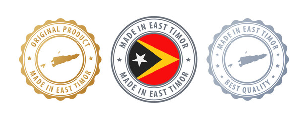 East Timor - set of stamps with map and flag. Best quality. Original product. Vector illustration