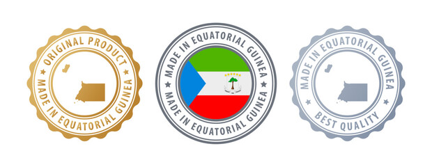 Equatorial Guinea - set of stamps with map and flag. Best quality. Original product. Vector illustration