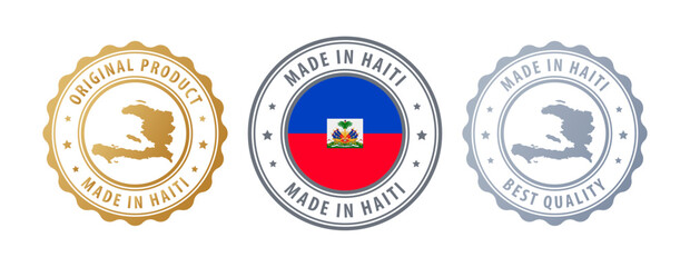 Haiti - set of stamps with map and flag. Best quality. Original product. Vector illustration