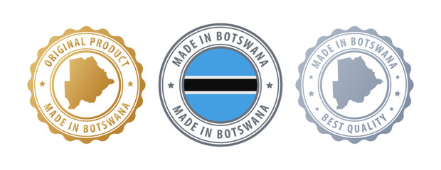 Botswana - set of stamps with map and flag. Best quality. Original product. Vector illustration