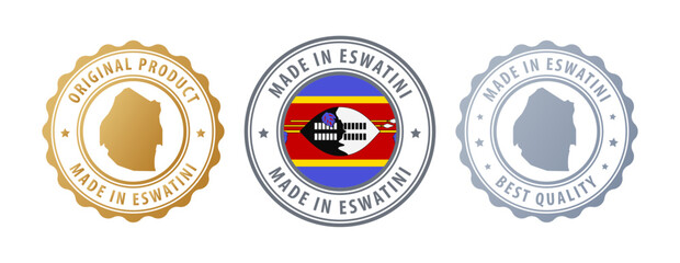 Eswatini - set of stamps with map and flag. Best quality. Original product. Vector illustration