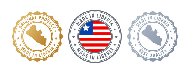 Liberia - set of stamps with map and flag. Best quality. Original product. Vector illustration