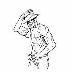 sketch of a person with a hat