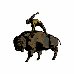 Bull and rider logo 
