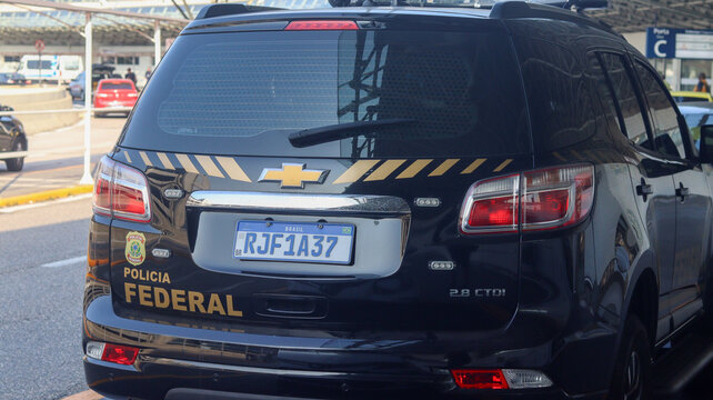 Carro da policia federal no aeroporto do Rio. Foto feita no Aeroporto Gale&atilde;o, Rio de Janeiro em 24 Setembro 2024