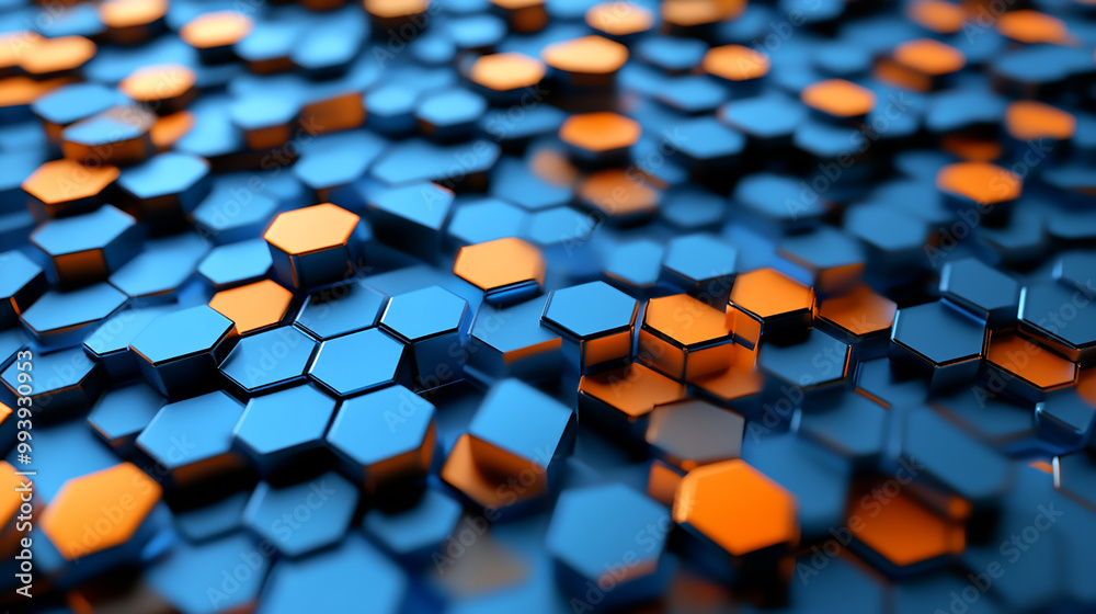 Poster abstract vector background with hexagons. landscape of the virtual world