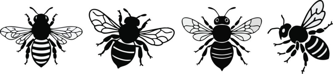 set of bee vector illustration logo design 