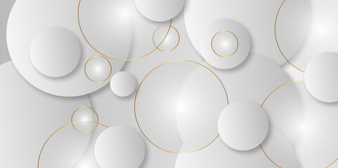 Modern abstract gradian background with transparent layers circle shape with shadow. gray and golden  color technology concept background. abstract template design Banner Pattern texture  concept.