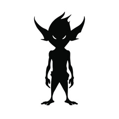 Goblin Silhouette Illustration – Dark Creature Vector for Storytelling Art