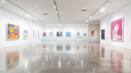 Obraz premium Modern Art Gallery Interior with White Walls