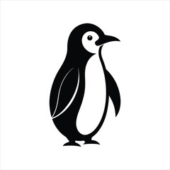 Penguin silhouette black vector on white background