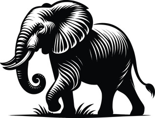 Black elephant silhouettes vector on a white background