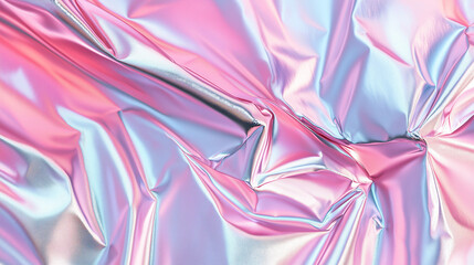 Fototapeta premium Iridescent Dreamscape: Dive into a mesmerizing texture of holographic foil, its shimmering surface reflecting a vibrant spectrum of colors. 