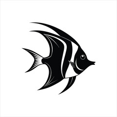 Obraz premium Angelfish silhouette vector illustration. isolated on white background