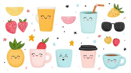 Cute Aesthetic Icons of Drinks and Mugs