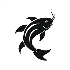 Koi fish silhouette vector illustration. isolated on white background