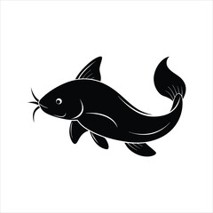 Catfish silhouette vector illustration. isolated on white background
