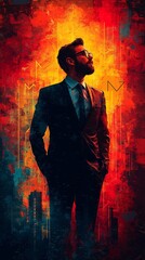 Obraz premium Entrepreneur Standing on Rising Success Graph