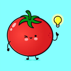 Tomato bingo character. Vector hand drawn cartoon kawaii character illustration icon. Isolated on blue background. Tomato character concept